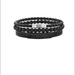 1913 Men’s Leather & glass Beads bracelet